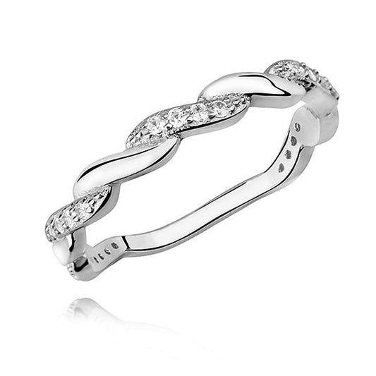 Silver ring subtle braid with cubic zirconia - #jewelry for women# - Starry Silver