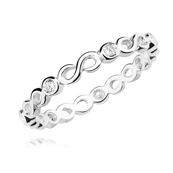 Silver ring subtle braid cubic zirconia Infinity - #jewelry for women# - Starry Silver