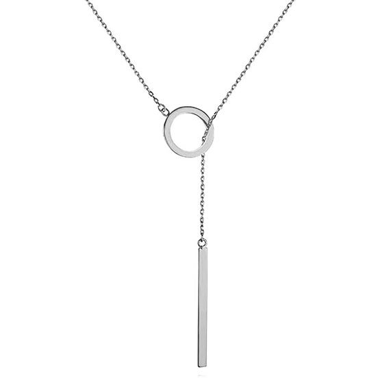 Gold-plated silver necklace - circle and bar pendant - #jewelry for women# - Starry Silver