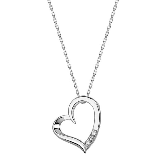 Silver necklace - cubic zirconia heart - #jewelry for women# - Starry Silver