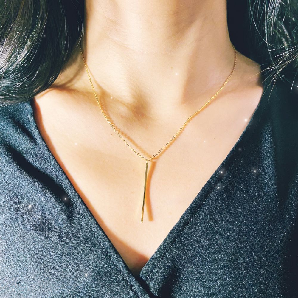 Gold-plated silver necklace with long pendant - #jewelry for women# - Starry Silver