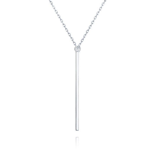 Silver necklace - long bar pendant - #jewelry for women# - Starry Silver