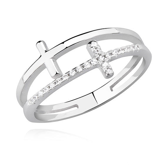 Silver ring crosses with cubic zirconia - #jewelry for women# - Starry Silver