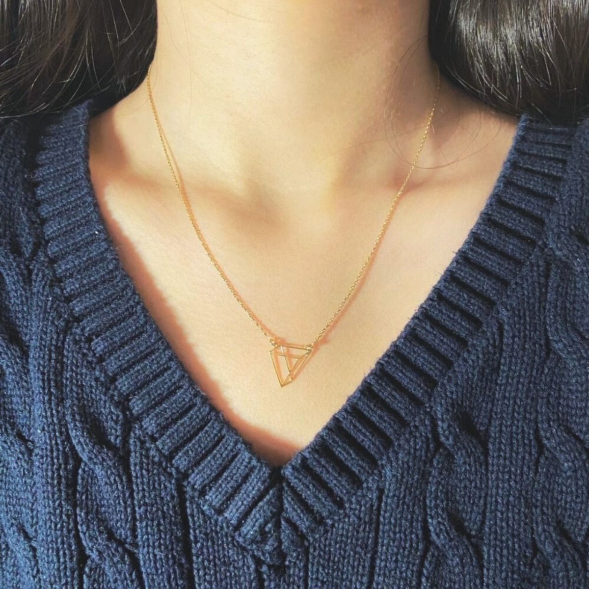 Gold-plated silver necklace - Origami triangle - #jewelry for women# - Starry Silver