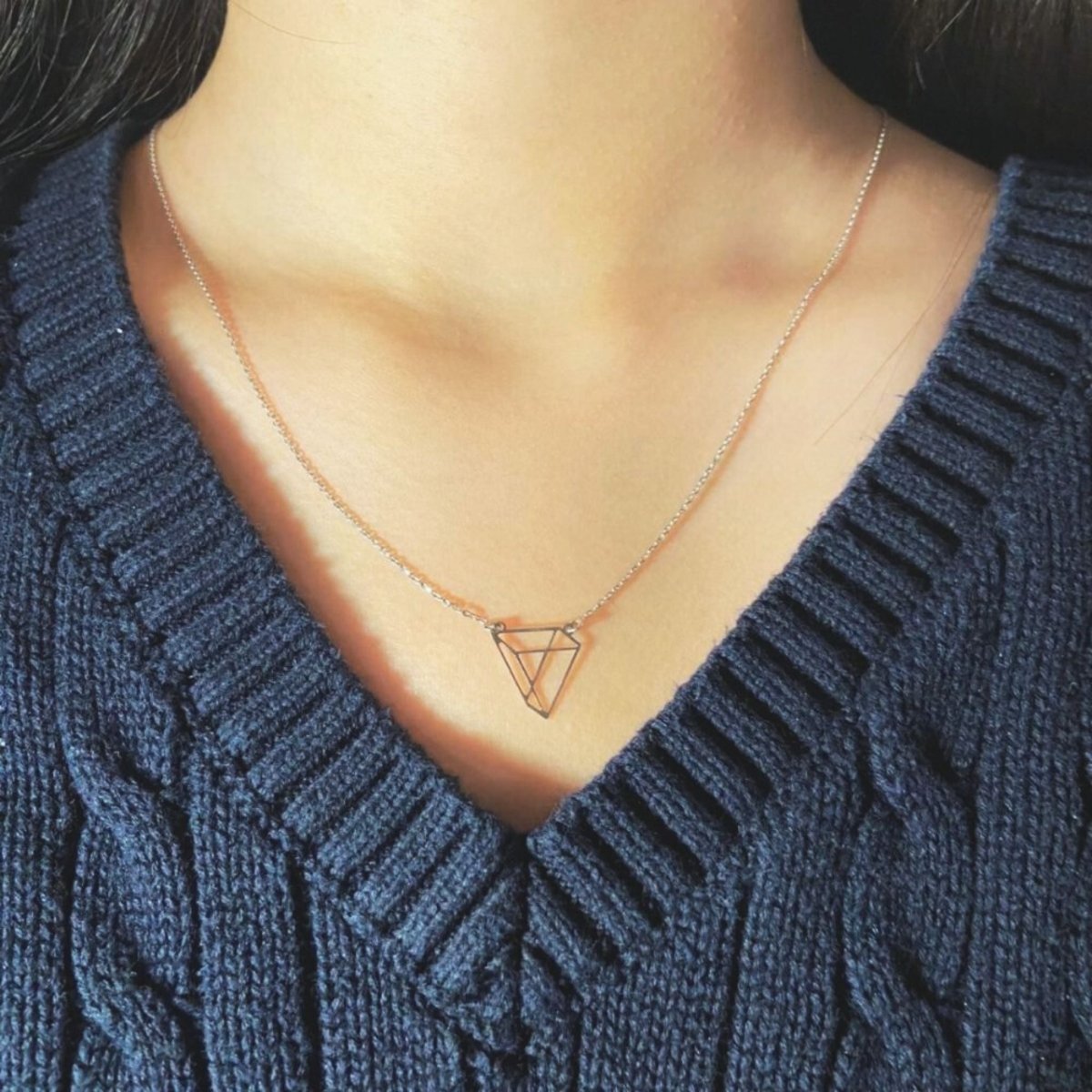 Silver necklace - origami triangle - #jewelry for women# - Starry Silver