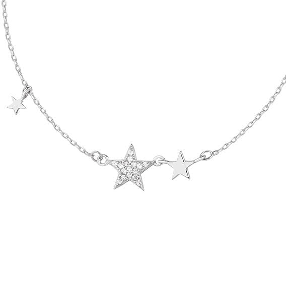 Silver necklace - cubic zirconia and stars - #jewelry for women# - Starry Silver