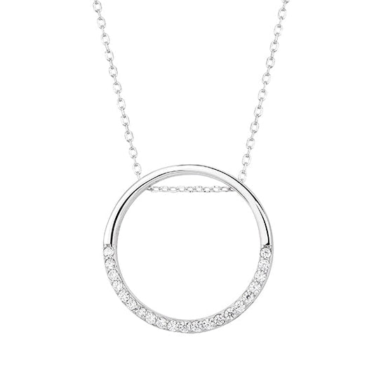 Silver necklace - cubic zirconia circle - #jewelry for women# - Starry Silver