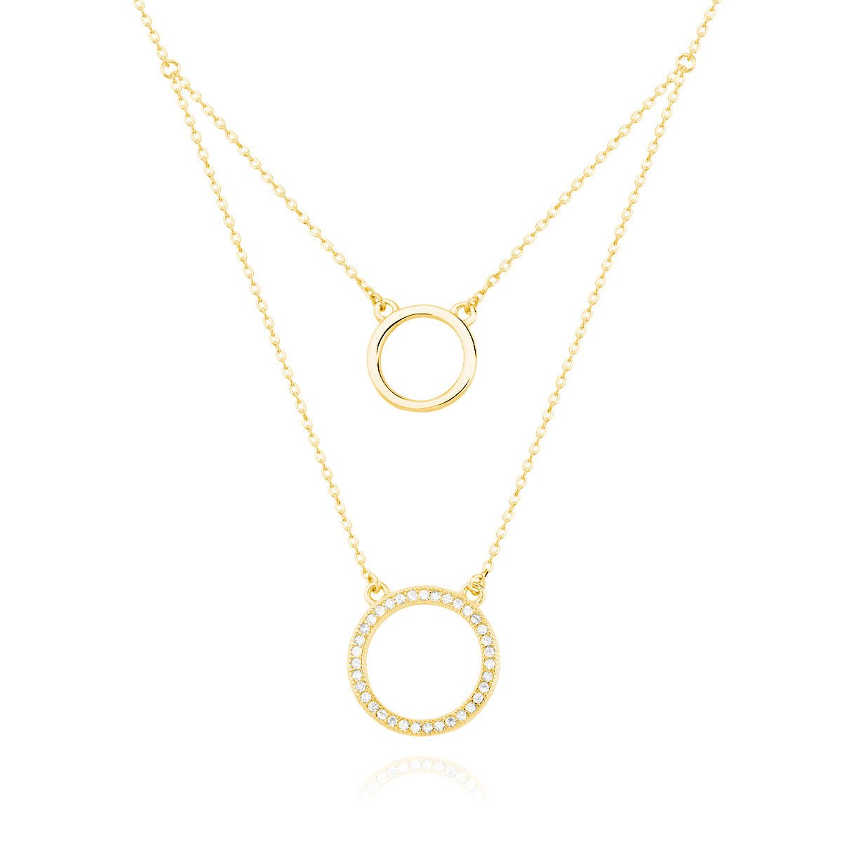 Gold-plated silver necklace - cirlces with cubic zirconia - #jewelry for women# - Starry Silver