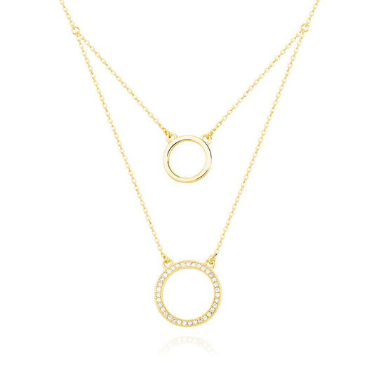 Gold-plated silver necklace - cirlces with cubic zirconia - #jewelry for women# - Starry Silver