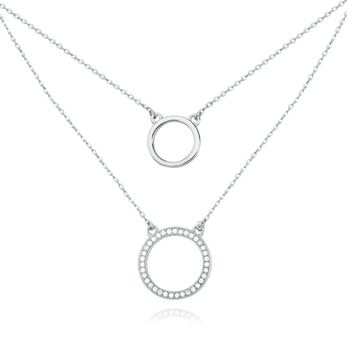 Gold-plated silver necklace - cirlces with cubic zirconia - #jewelry for women# - Starry Silver