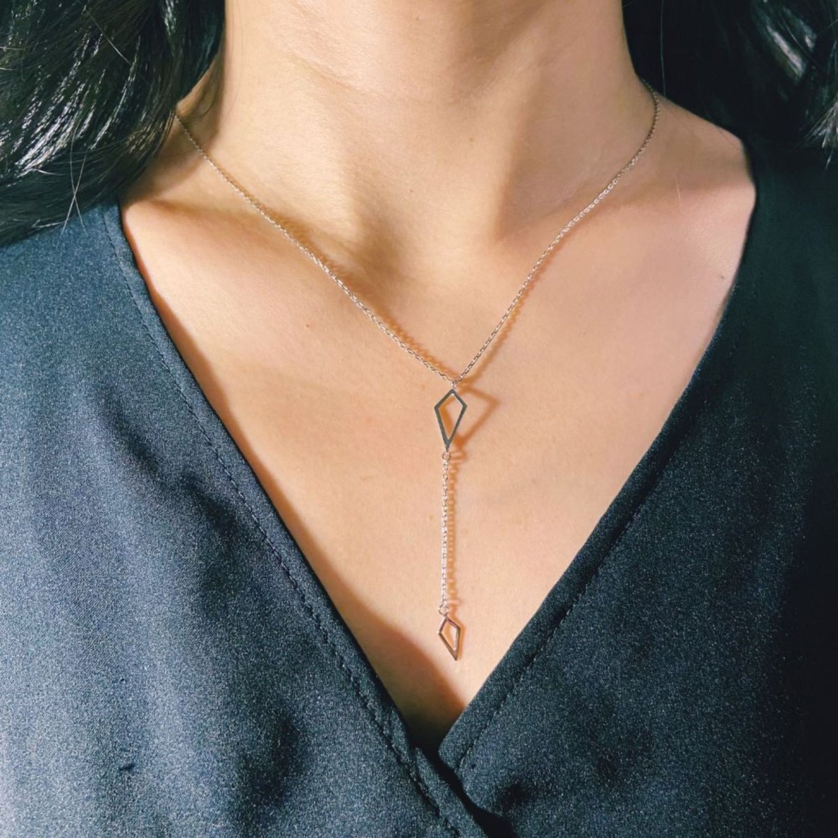 Silver necklace - rhombus pendant - #jewelry for women# - Starry Silver