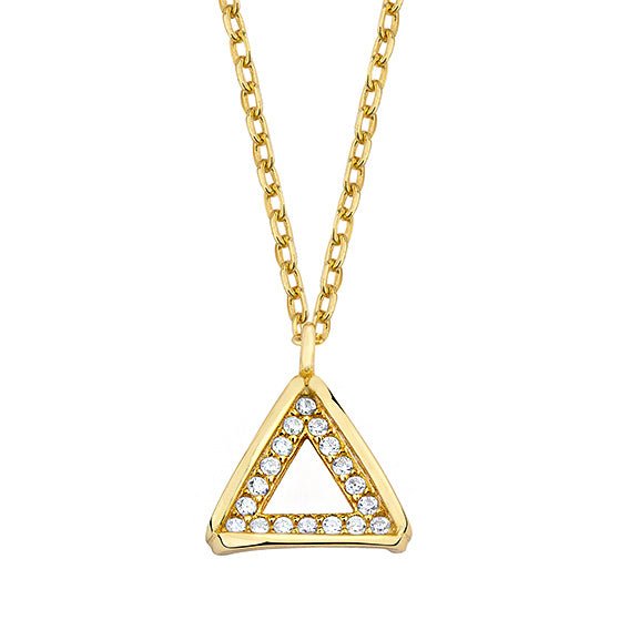 Gold-plated Silver necklace - cubic zirconia triangle - #jewelry for women# - Starry Silver