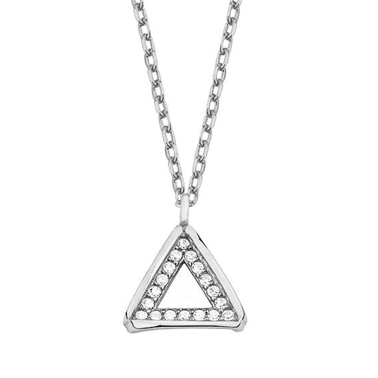 Silver necklace - cubic zirconia triangle - #jewelry for women# - Starry Silver