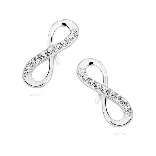 Silver Earrings white zirconia - infinity - #jewelry for women# - Starry Silver