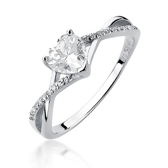 Silver ring cubic zirconia heart - #jewelry for women# - Starry Silver