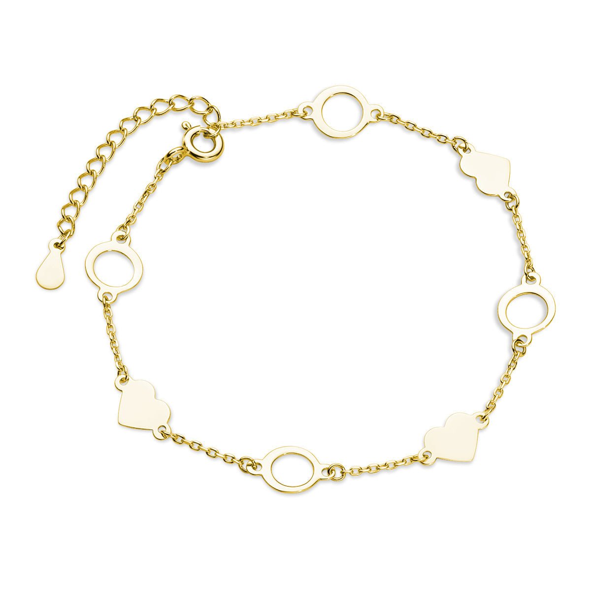 Gold-plated silver bracelet - heart and circle charm - #jewelry for women# - Starry Silver