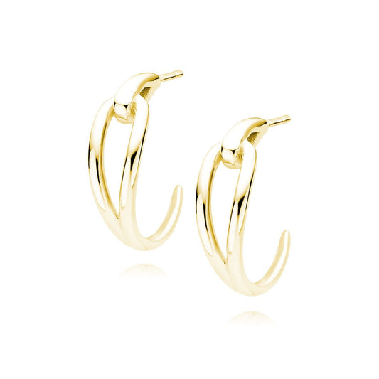 Gold-plated silver earrings - double hoops - #jewelry for women# - Starry Silver