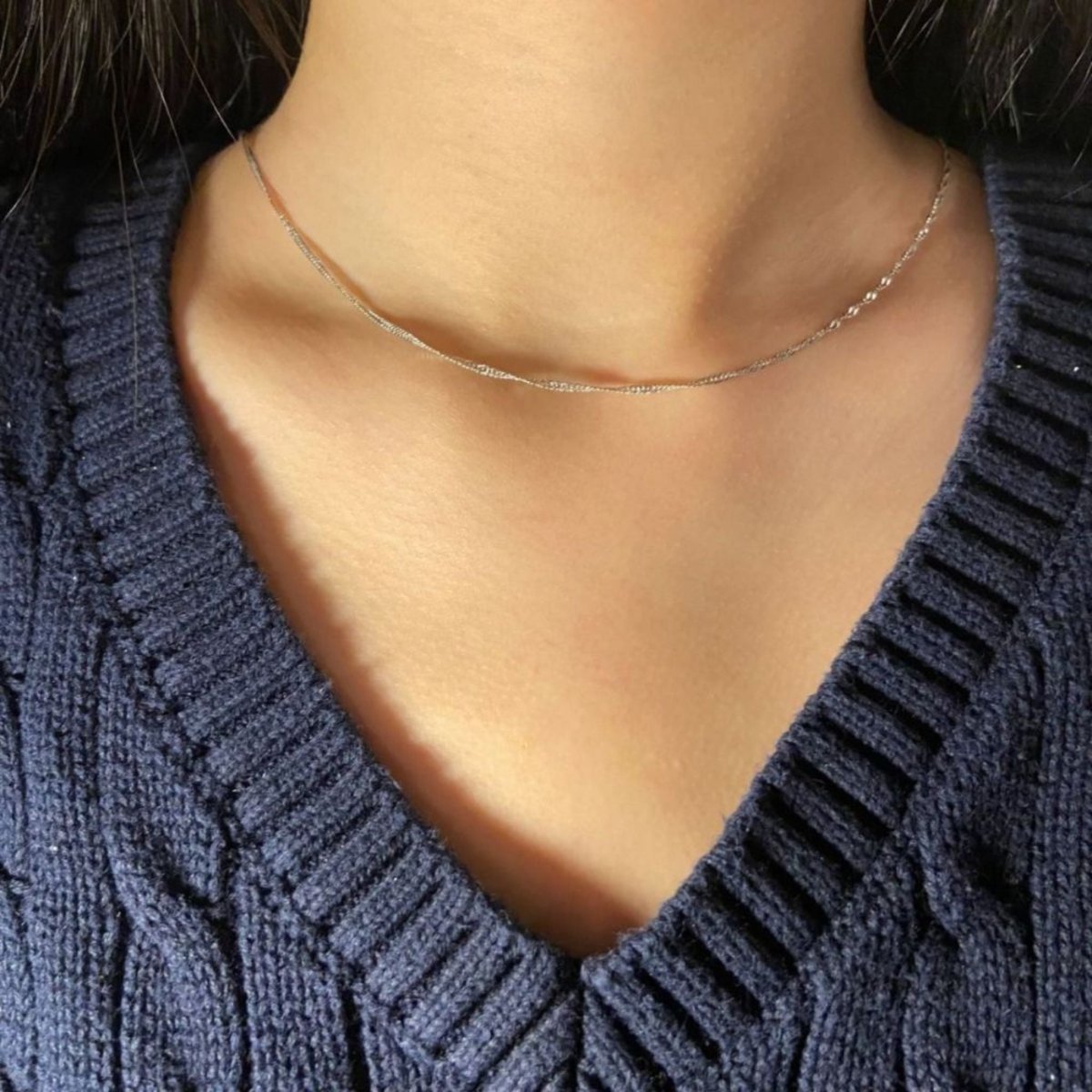 Silver choker necklace - singapur chain - #jewelry for women# - Starry Silver