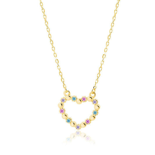 Gold-plated silver necklace - cubic zirconia heart - #jewelry for women# - Starry Silver