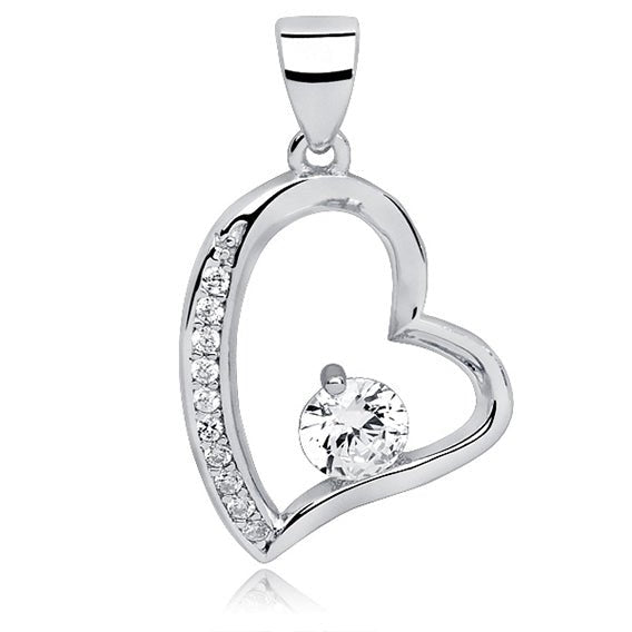 Gold-plated silver necklace pendant - cubic zirconia heart - #jewelry for women# - Starry Silver