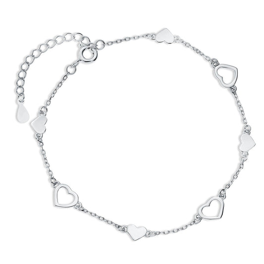 Silver bracelet - heart charms - #jewelry for women# - Starry Silver