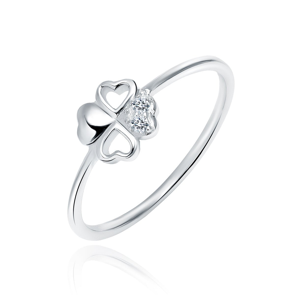 Silver ring clover with cubic zirconia - #jewelry for women# - Starry Silver