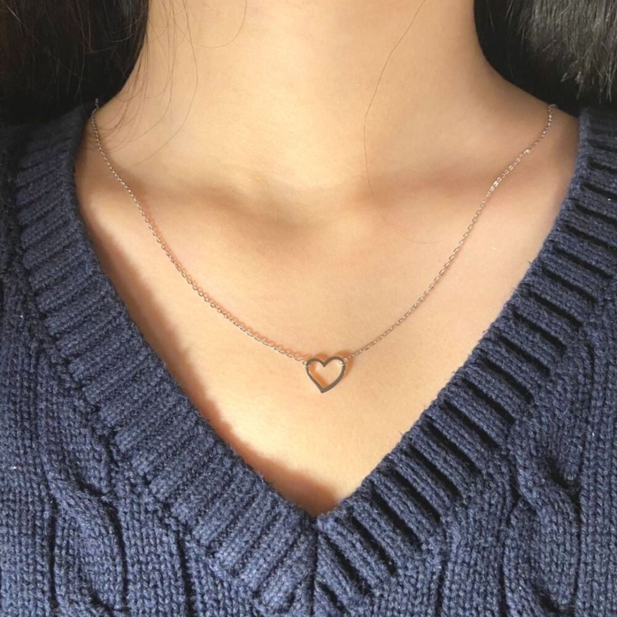 Silver choker necklace - heart pendant - #jewelry for women# - Starry Silver