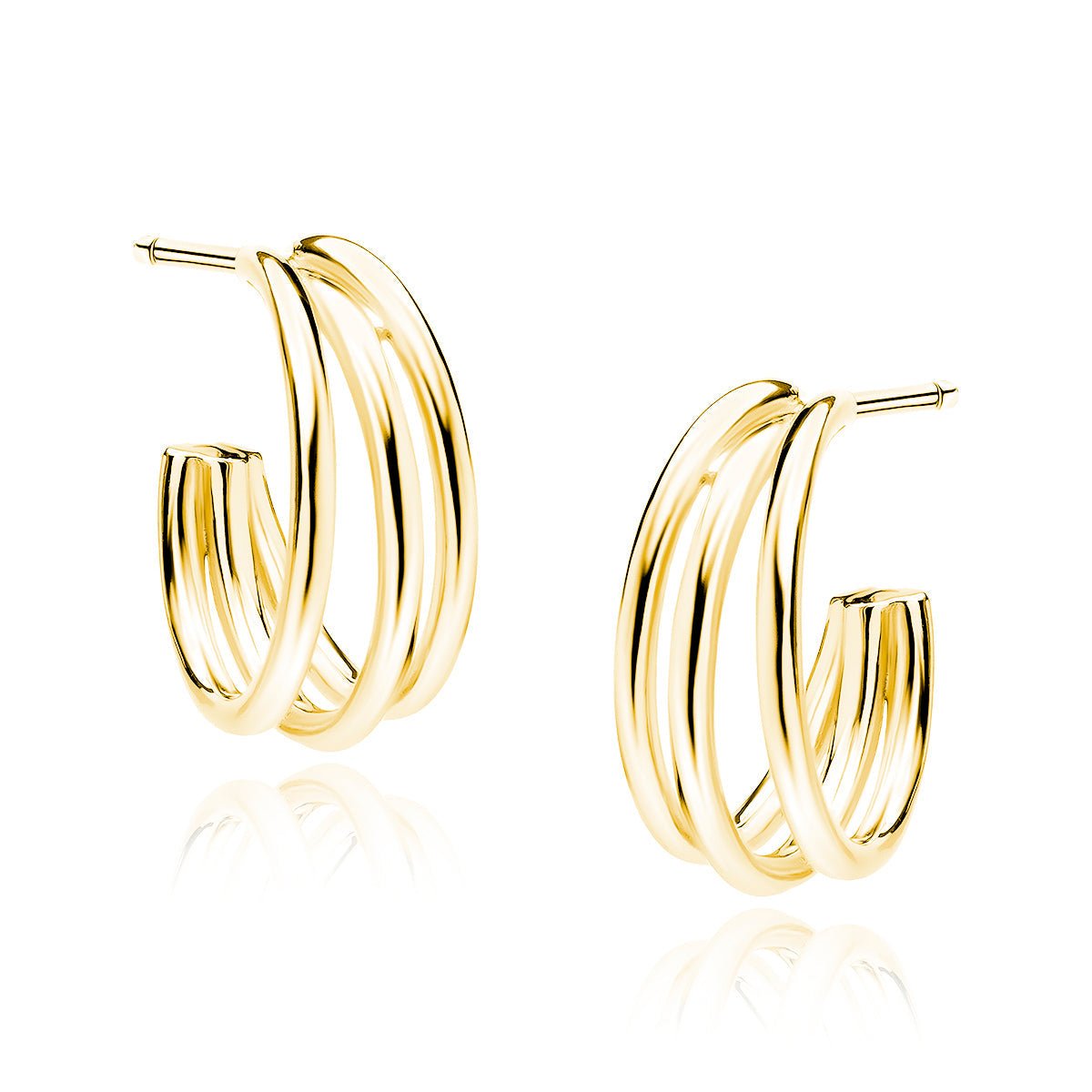 Gold-plated silver earrings - tripple hoops - #jewelry for women# - Starry Silver