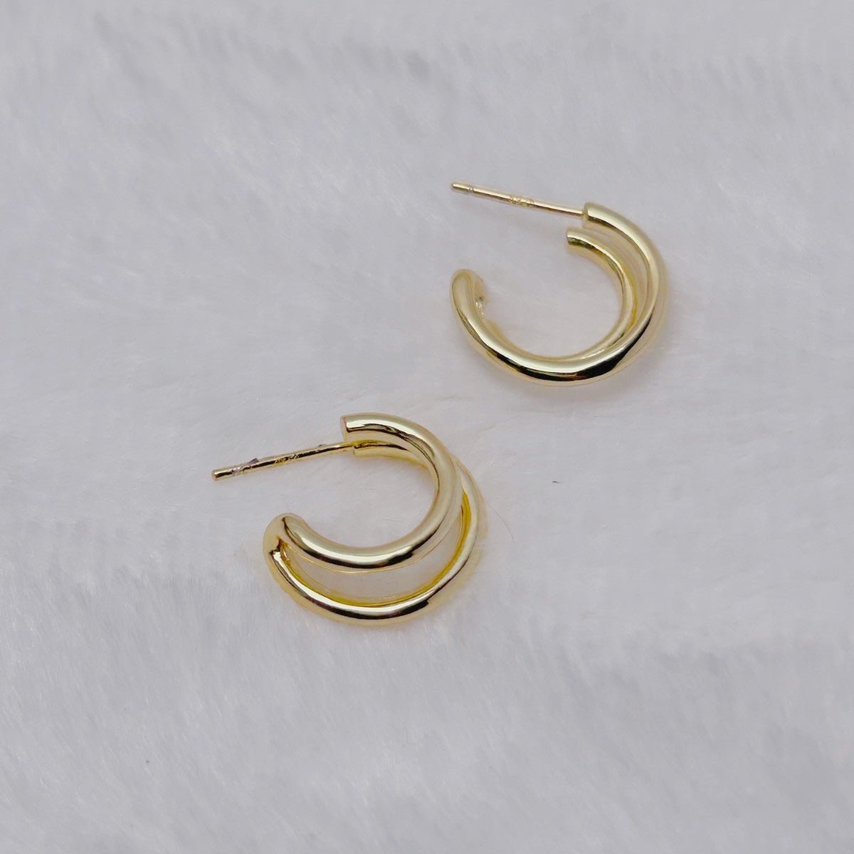 Gold-plated silver earrings - double hoops - #jewelry for women# - Starry Silver