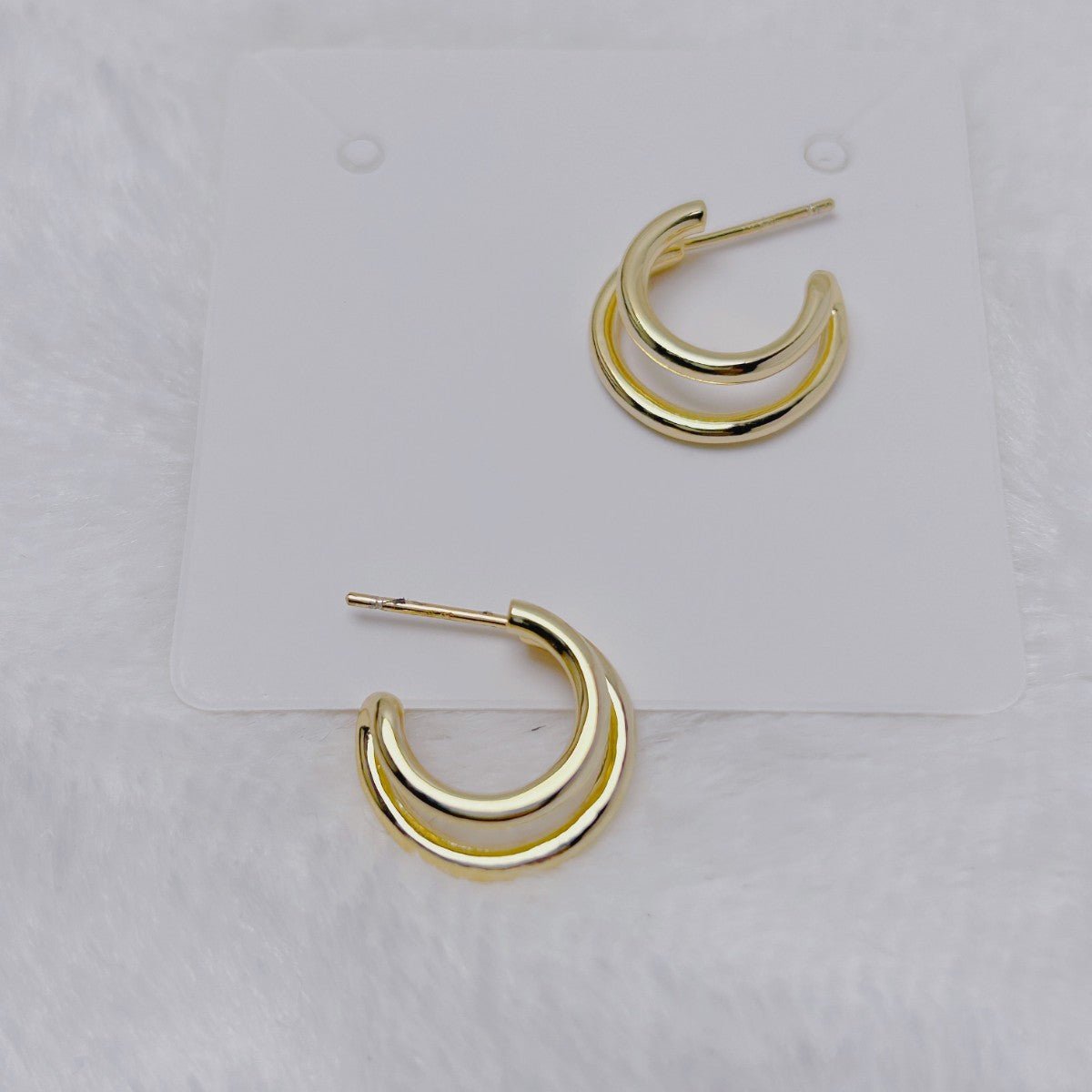 Gold-plated silver earrings - double hoops - #jewelry for women# - Starry Silver