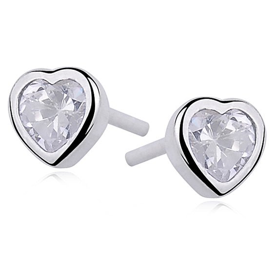 Silver earrings - ruby zirconia heart - #jewelry for women# - Starry Silver