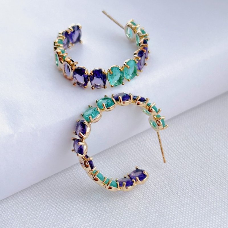 Zircon Earrings Hoop 2 - #jewelry for women# - Starry Silver