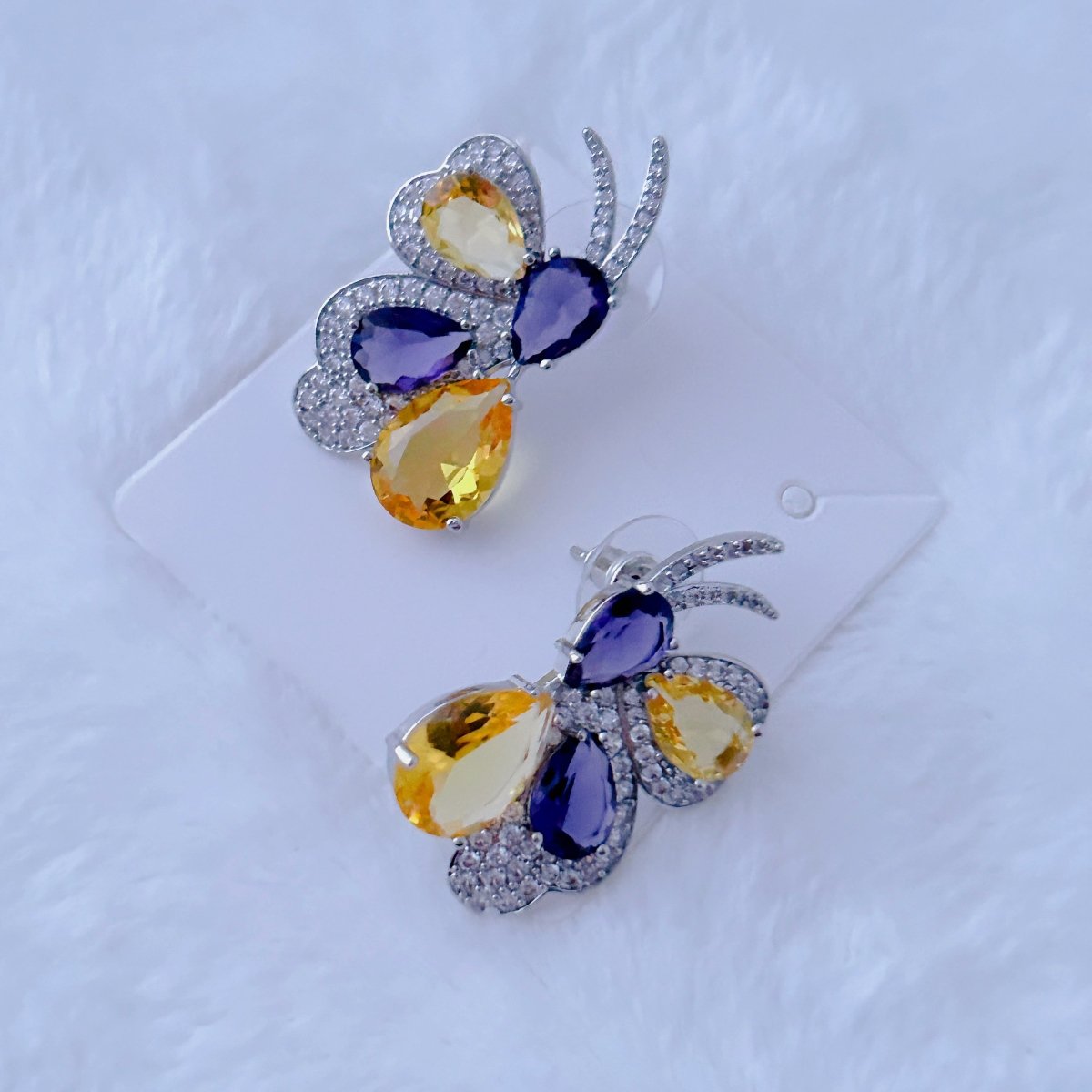 Zircon Earrings Butterfly - #jewelry for women# - Starry Silver