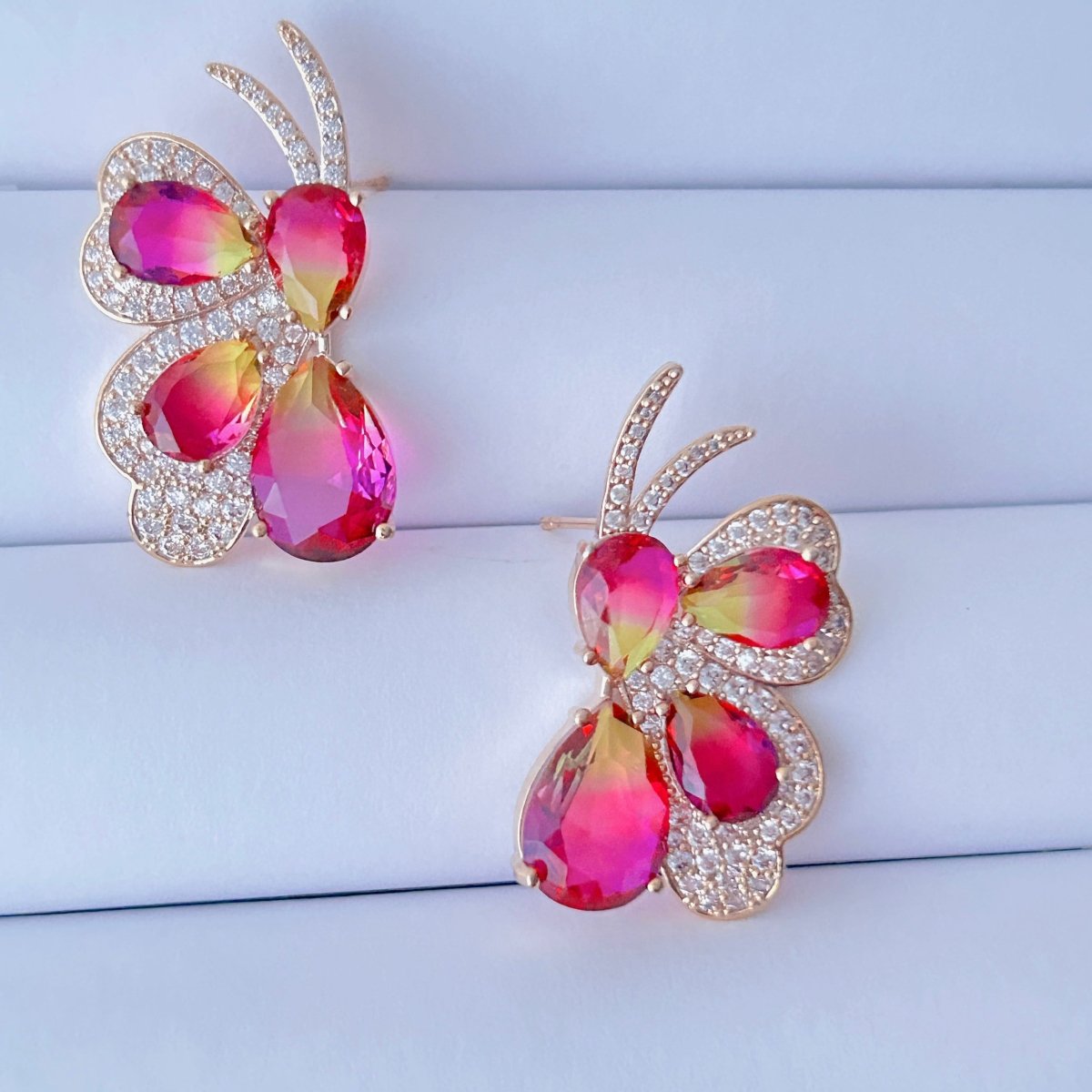 Zircon Earrings Butterfly - #jewelry for women# - Starry Silver