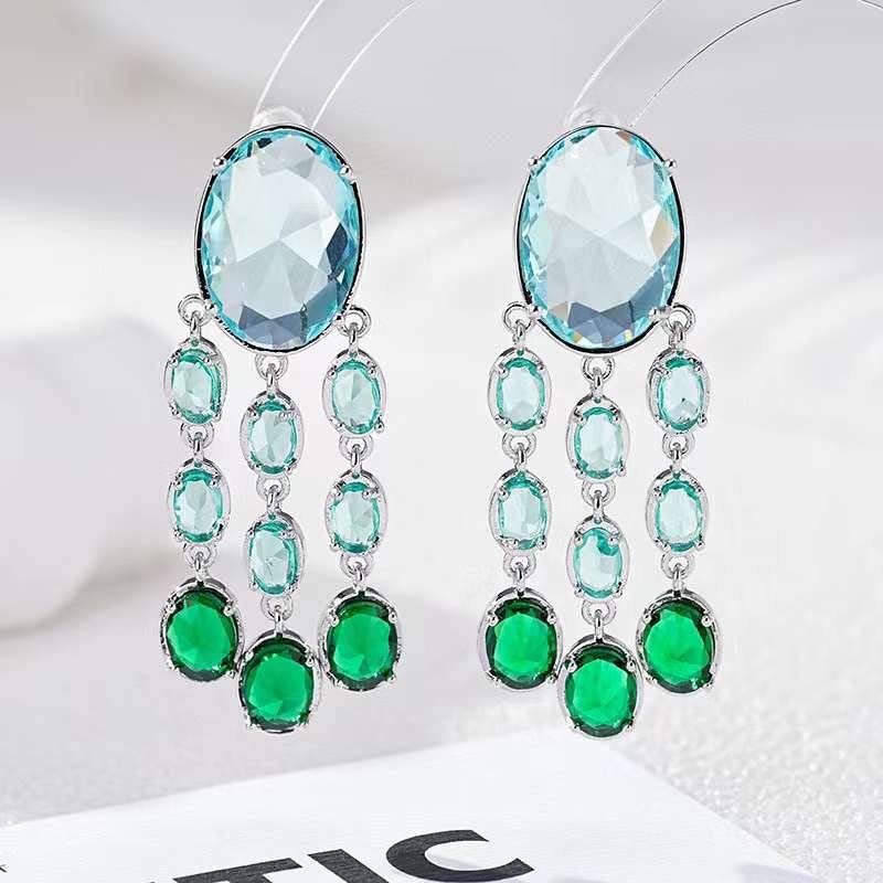 Zircon Earrings Tassels - #jewelry for women# - Starry Silver